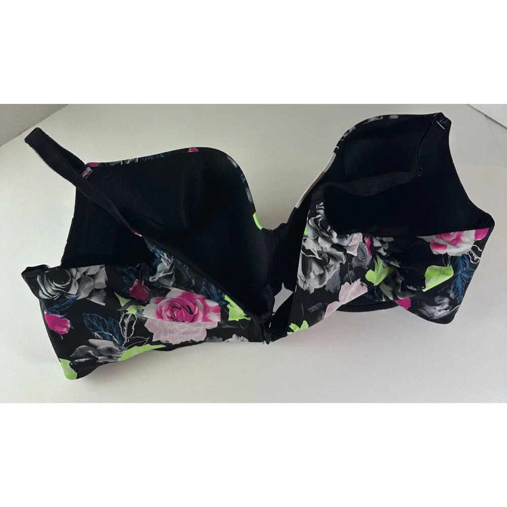 Torrid Curve 360 Back Smoothing Perfect T-Shirt Push-Up Bra Floral Black 50D - Picture 4 of 7